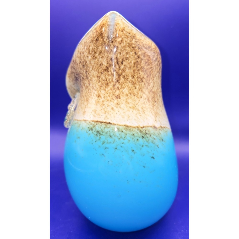 Blenko Style Vase Owl. Vintage Hand Blown. Aqua, Turquoise, and Tan.(#4) - Picture 3 of 12